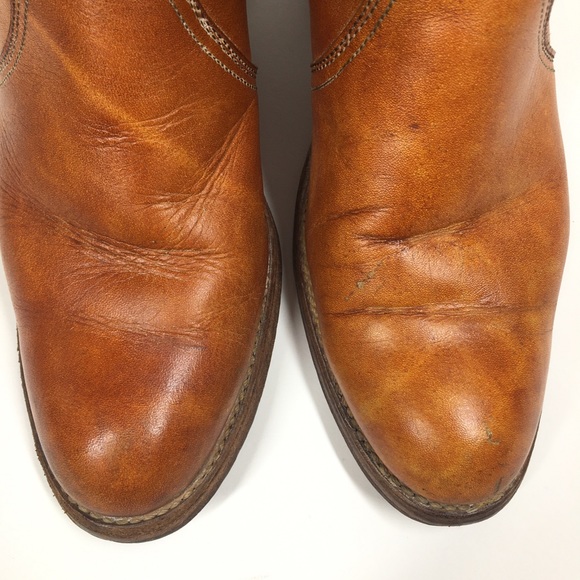 CAPEZIO True Vintage 70’s Yellow Golden Tan Leather Western Boho Tall Boot - Picture 11 of 16